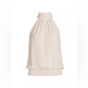 NWT $295 Ramy Brook Sunny Halterneck Sleeveless Blouse Medium Black in cream